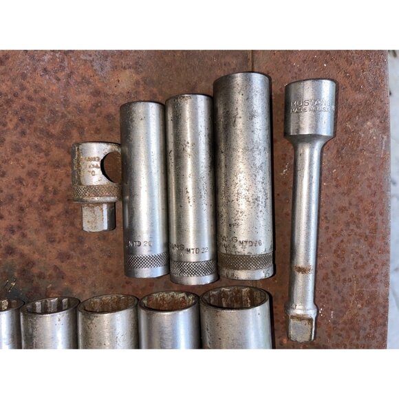Vintage Mustang MS 41 1/2" Drive SAE Socket Set 13-Piece Chrome Vanadium Steel - Picture 3 of 8